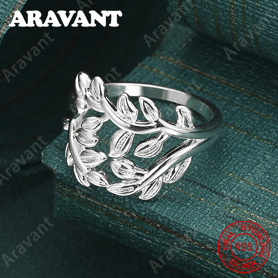 925 Sterling Silver Polished Leaf And Branch Ring For Women, Commuter Accessories, Christmas Gift Jewelry