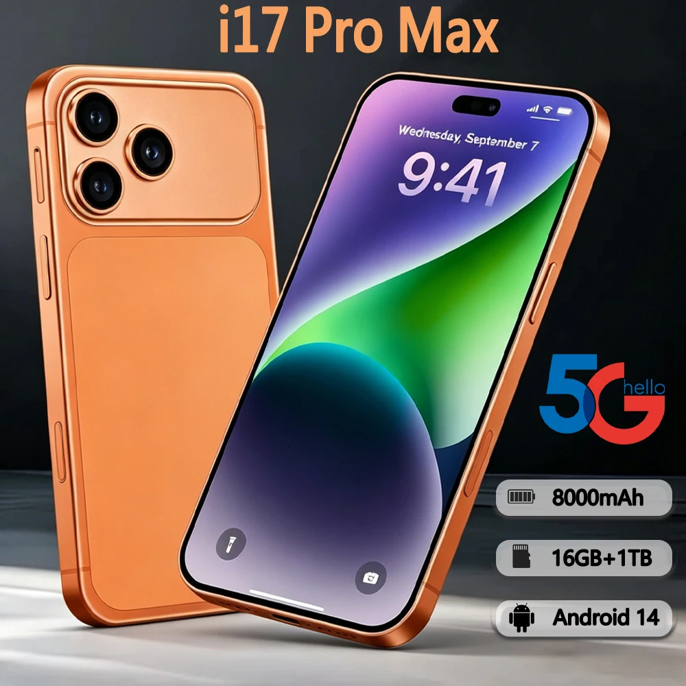 

Hot 2026 New High Quality i17 Pro Max Original Intelligent 4G 5G Dual Card Dual Standby System Global Version 8000mAh Battery