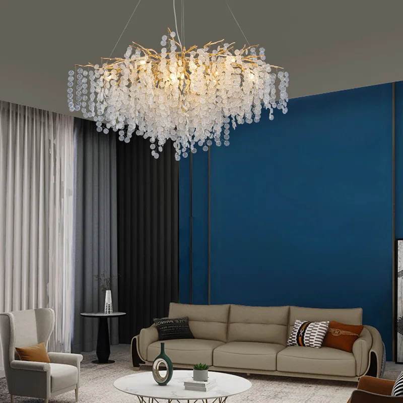 Light luxury living room dining room chandelier French art bedroom hall branch light luxury crystal chandelier