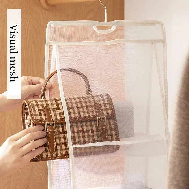 HOMEFISH Hanging Type Storage Bags for Bag Organizer 4Layer Eco-Friendly Dust-Proof Transparent Bag Organizer Storage Container
