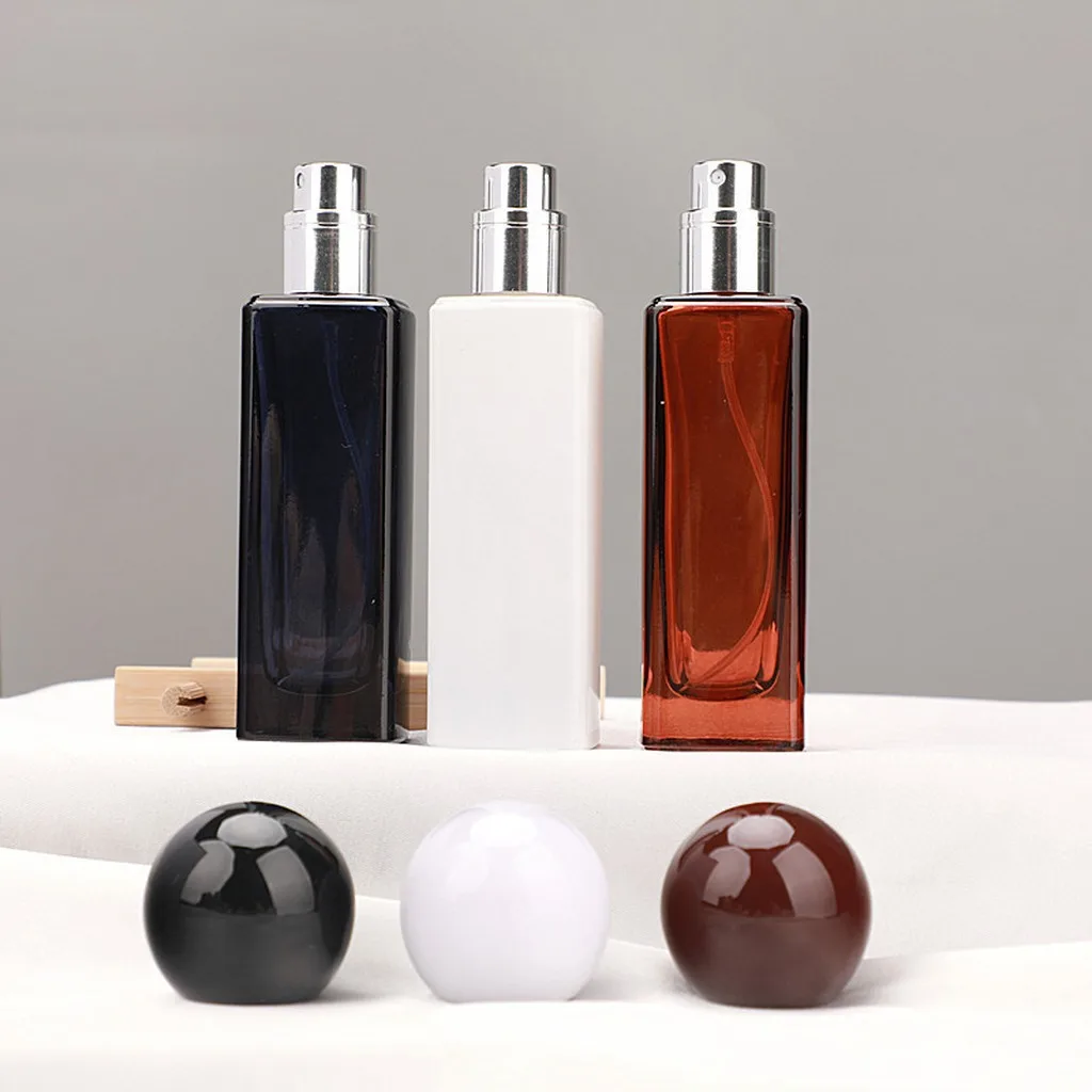 Botella de Perfume de Vidrio Ámbar, Envase Cosmético Transparente a Prueba de Fugas, Botella de Spray Vacía, Botella de Perfume Minimalista para Decantar