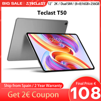 TECLAST T50 2K tablet 11 inch Android 12/13 8GB RAM + 128GB/256GB ROM(TF 1TB), 4G LTE, Dual SIM + 5G WiFi, 2000x1200 IPS TDDI CPU T616 octa-core 2GHz 20MP/BT5/Type-C /GPS/7500mAh camera