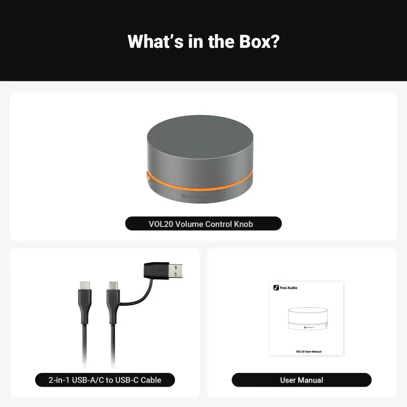 Fosi Audio VOL20 Bluetooth Knob Versatile Desktop Volume Controller RGB Lighting USB for PC/Gaming/Desktop Multi-Function Button
