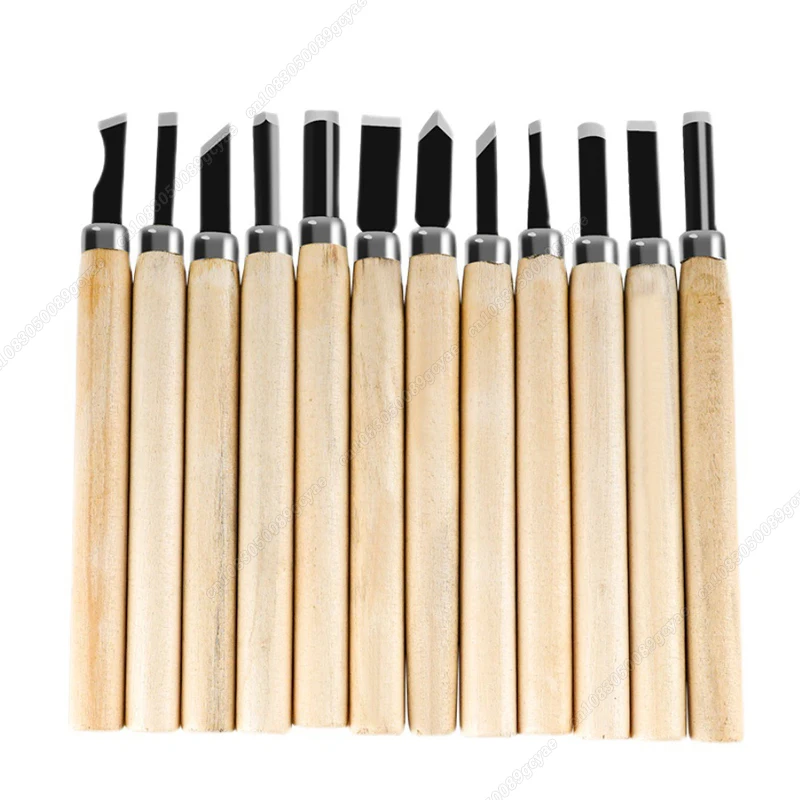 12Pcs Wood Carving Chisels Knife For Basic Wood Cut DIY Tools and Detailed Woodworking Gouges Hand Tools