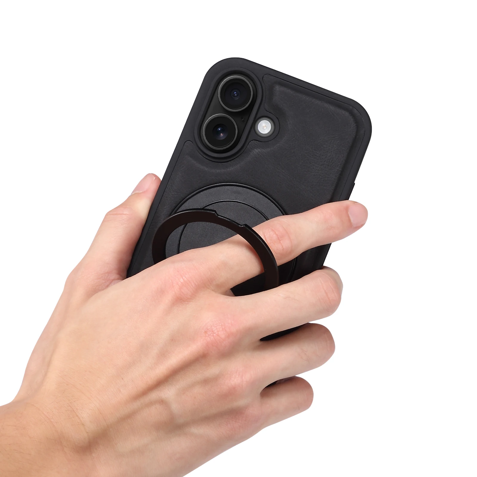 Handyhülle 360 ° Drehbarer Ständer mit Kunstleder-Ringverschluss für iPhone 18 Pro Max 17 Air 16 Plus 15 14 13 12 – Detail 19