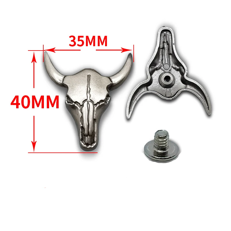 5 Set Retro Western Cowboy Bull Buffalo Skull Head Screw Back Conchos Belt Leathercraft Saddle Luggage Bag Decorace Accessories