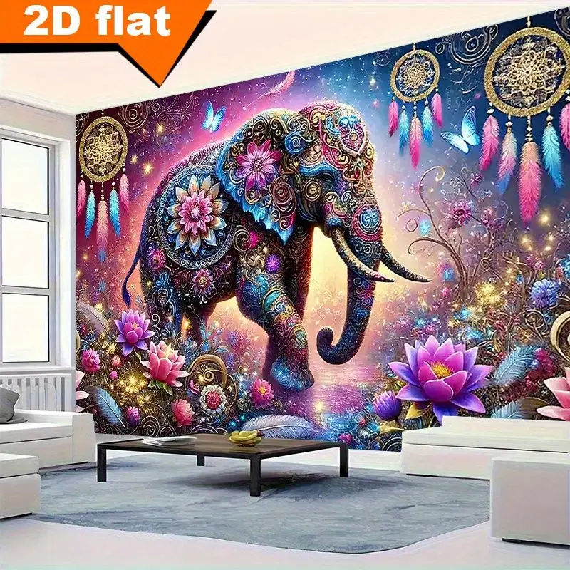 VIKAMA Hippie Elephant Mandala Wall Tapestry Dreamcatcher Floral Galaxy Wall Hanging Bohemian Bedroom Dorm Decor Cloth