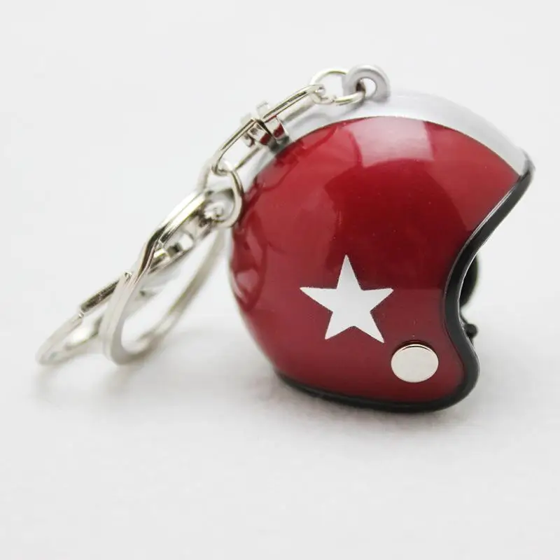 Car Key Rings Star Pattern Helmet Design Keychain Car Motorcycle Motor Bicycle Crash Helmet Key Fob Chain