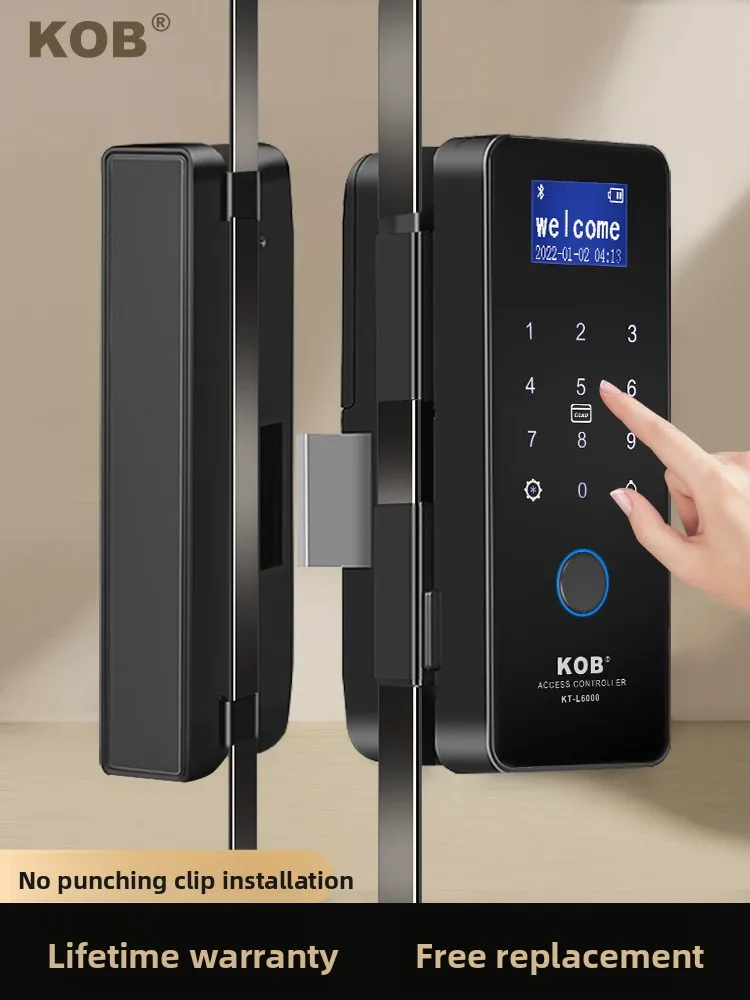 KOB glass door fingerprint lock without opening holes Framed sliding door Intelligent electronic access control password lock