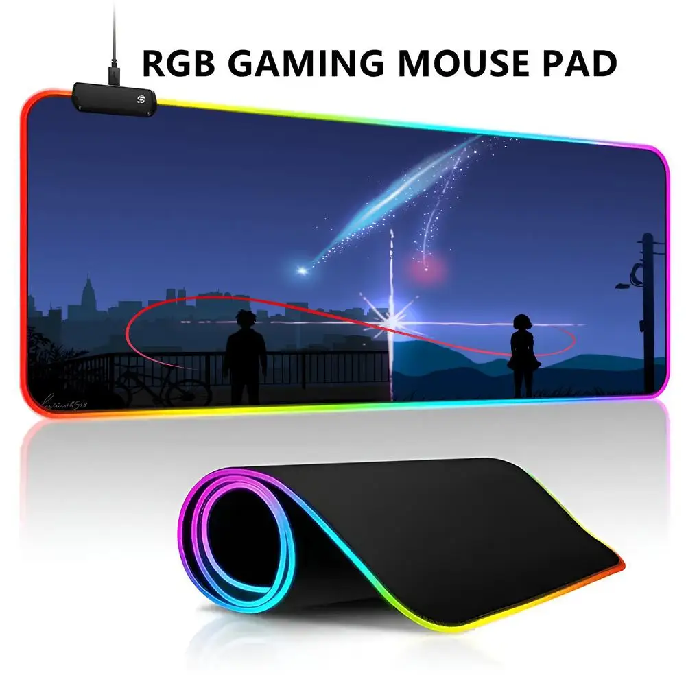 Goddess of Victory Nikke Mouse Pad RGB LED Light Gaming  Waterproof Large Gamer Mouse Carpet Big Keyboard PC Desk Play Mat with