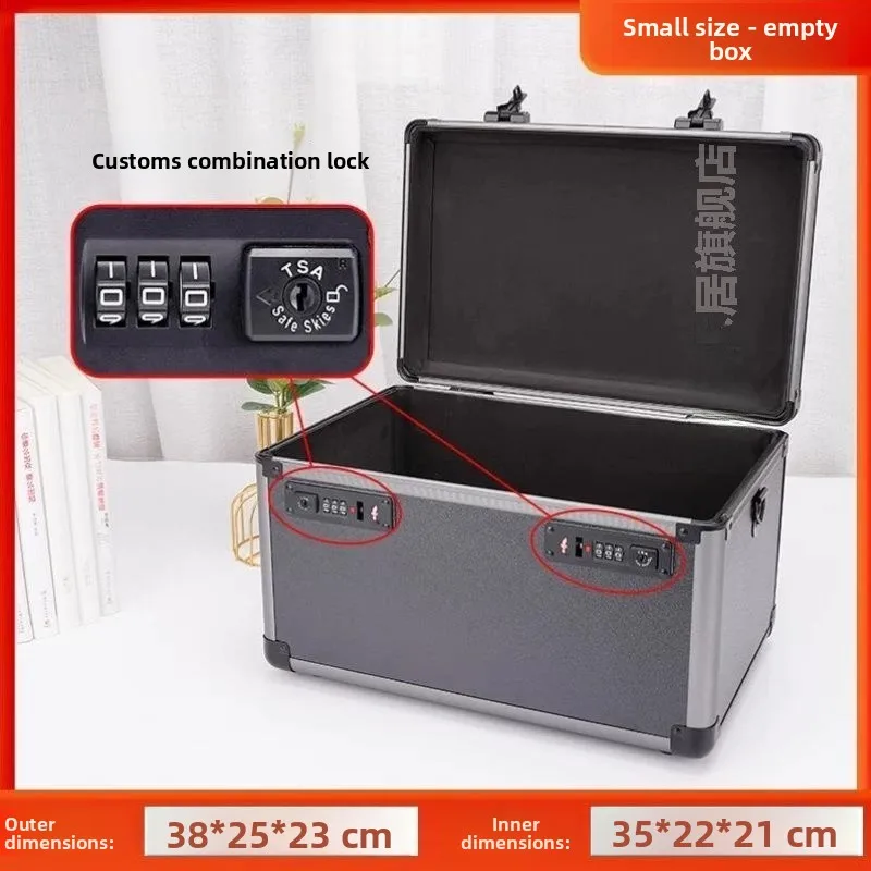 

Aluminum Alloy Handheld Suitcase Insurance Storage Box Small Size for Valuable Items And Money Dual Customizable Password Lock