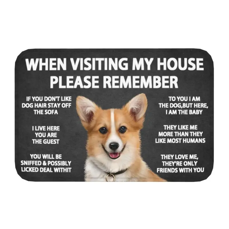 Please Remember Pembroke Welsh Corgi Dogs House Rules Doormat Front Floor Door Entrance Mat Kitchen Bath Garden Carpet Rug