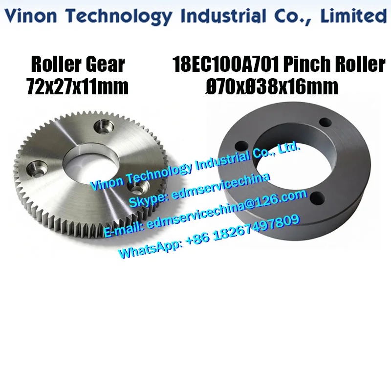 Makin U32, U53, DUO43, DUO64 Rollengetriebe 72x27x11mm, 18EC100A701 Andruckrolle Ø70xØ38x16mm – Detail 1