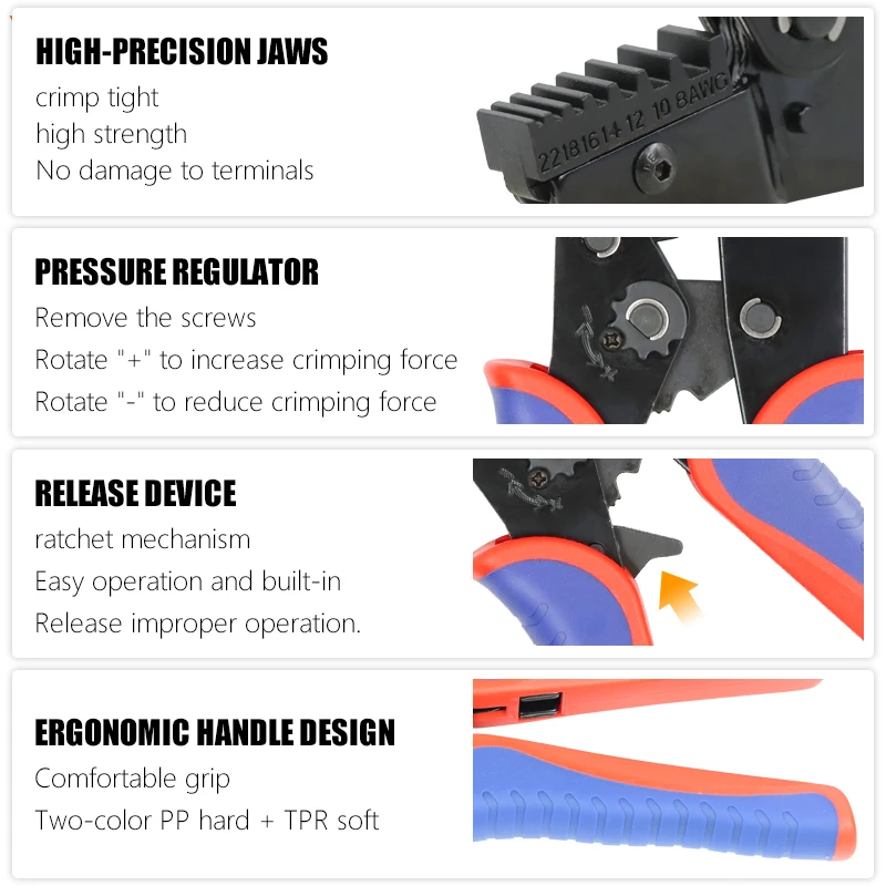 أدوات العقص لمحطات الطويق الأكمام وسلك تصعيد نهاية الحبل الدبوس YEFYM المكشكش كماشة YF-10WF/35WF/50WF #2