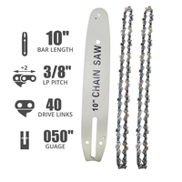 10 Inch Chainsaw Guide Bar Chain Combo Replacement Chain for WORX WG309 Sun Joe SWJ803E SWJ807E - 3/8'' .050'' 40 Drive Links