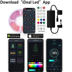 Música bluetooth controlador aplicativo ideal para ws2812 ws2811 tira de luz inteligente led luz corda árvore natal cortina luz dc12v