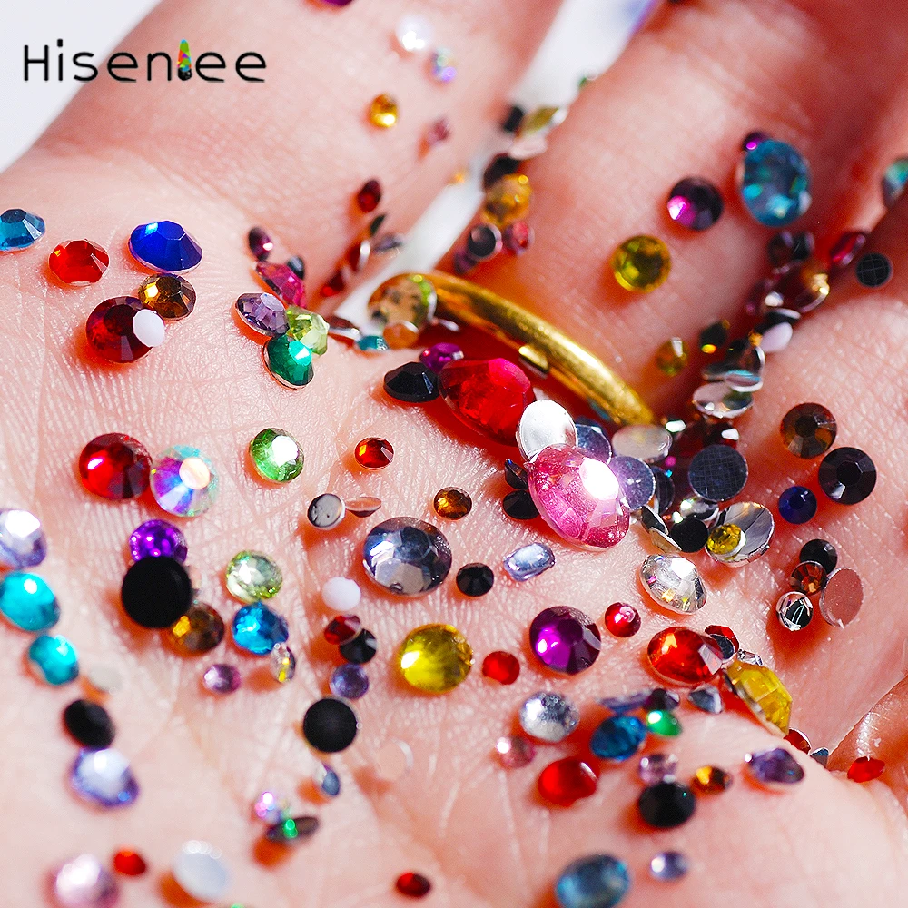 2MM/3MM/4MM/5MM/6MM Mixed Size Resin Material Round Flatback Rhinestone For Nail Art DIY Decor Strass Stone 1000pcs