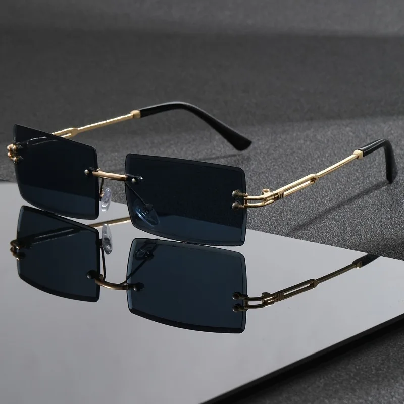 1 Pair Men's Retro Square Fashion Glasses Lightweight Frameless Design Casual Attire Stylish Frames Urban Style