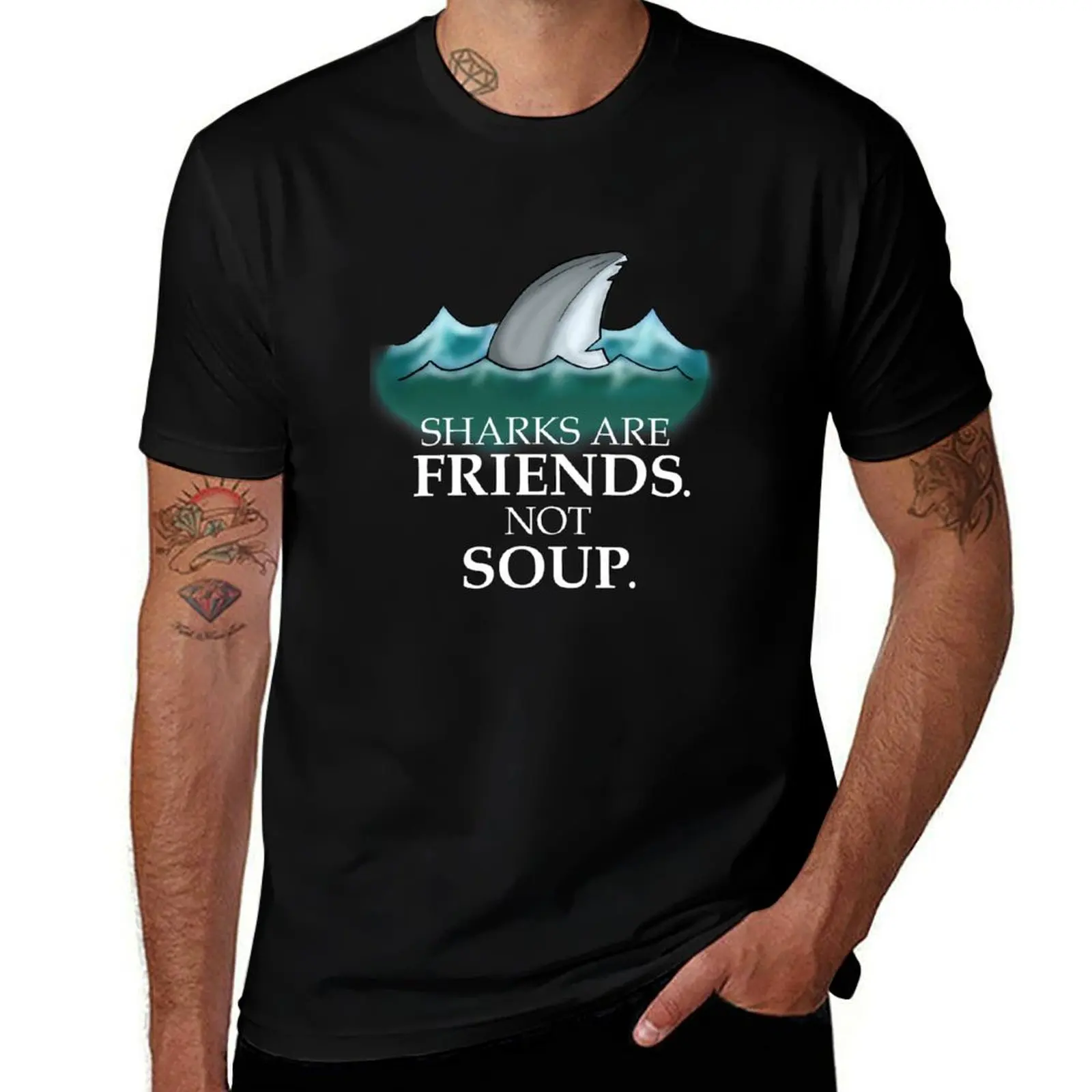 Sharks are friends - fundraiser (PROCEEDS GO TO THE SHARKWATER FOUNDATION) T-Shirt Streetwear Print Tee Shirt T-Shirt
