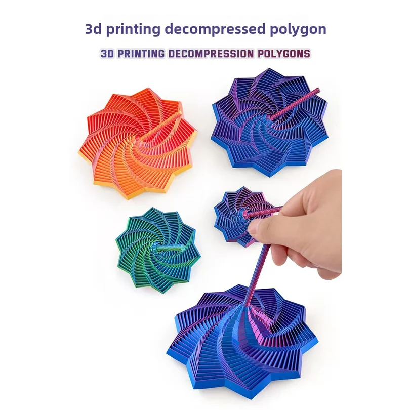 3D Printing Expanded Sensory Fidget Star Model Visual Illusion Hexagon Whirling Spiral Ornaments Stress Relief Board Game