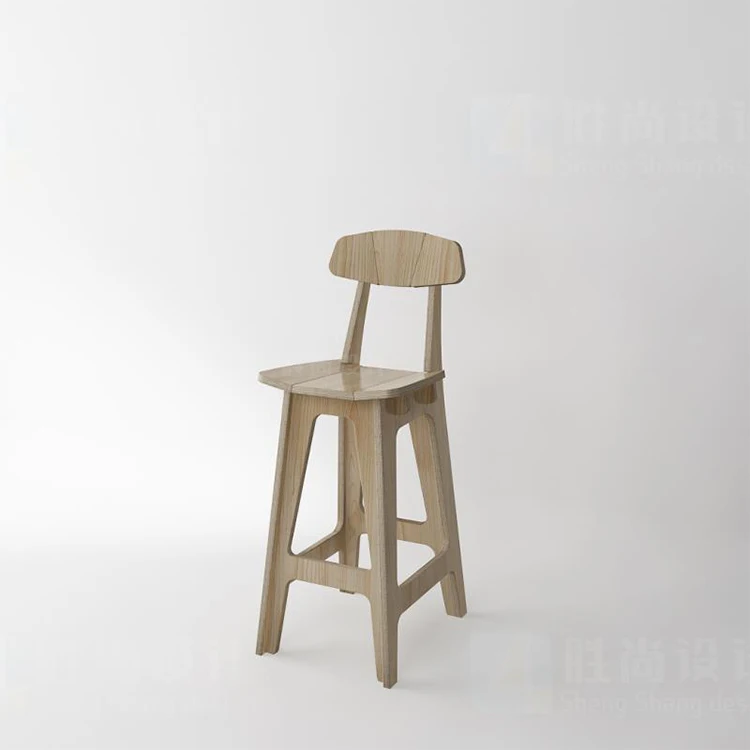 No Screws Hight Quality Nordic Style Modern Bar Counter Stool Plywood High Stool Wooden Coffee Shop Minimalist Bar Chair