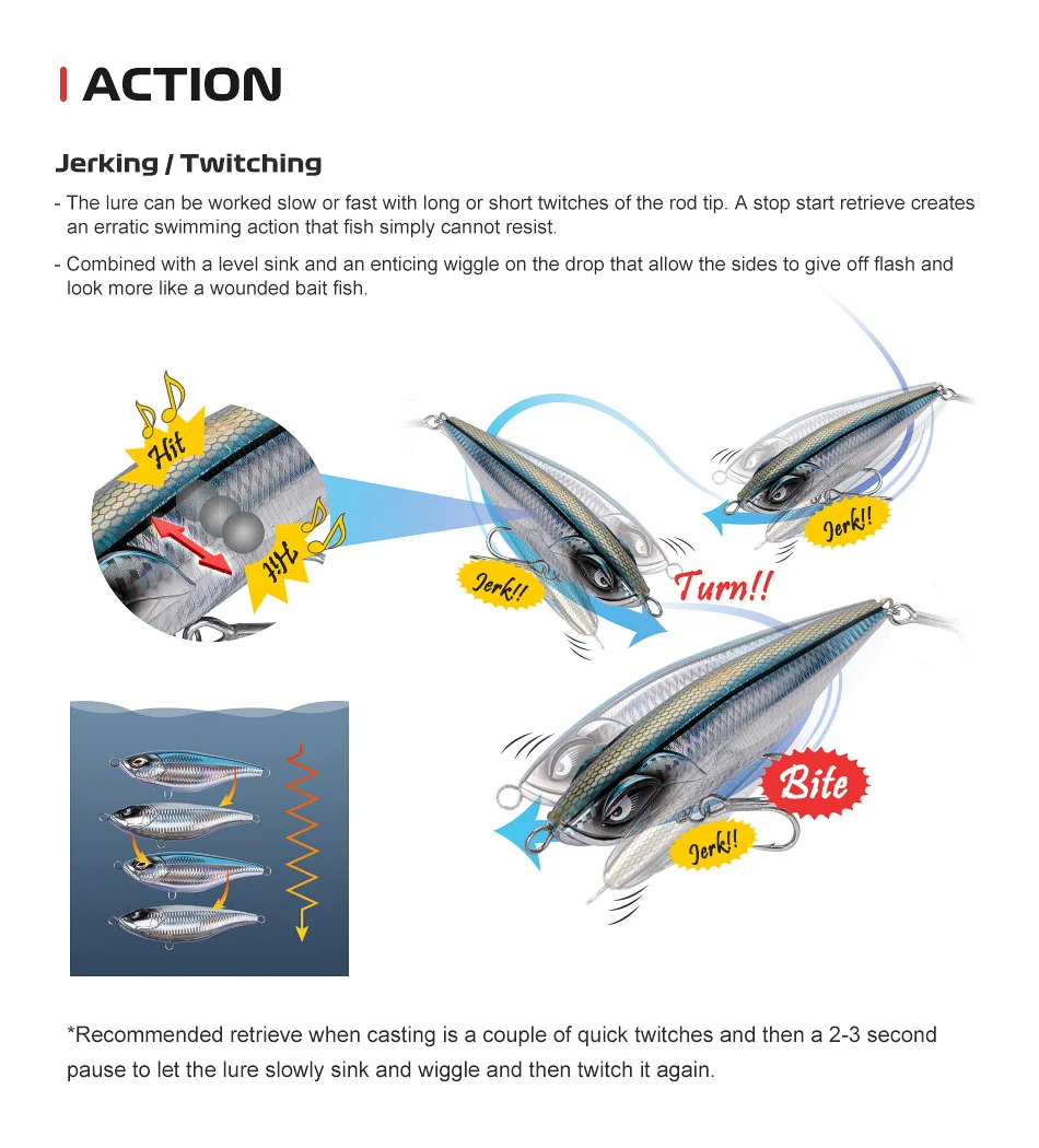 NOEBY Schwer Sinkender Stickbait-Köder 155mm 109g Jerking-Action GT Thunfisch Big Game Offshore Salzwasser Hartköder – Detail 4