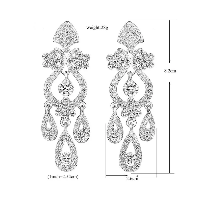 TREAZY Luxury Crystal Big Drop Earrings for Women Charm Bridal Floral Warterdrop Dangle Earrings Prom Wedding Birthday Gift