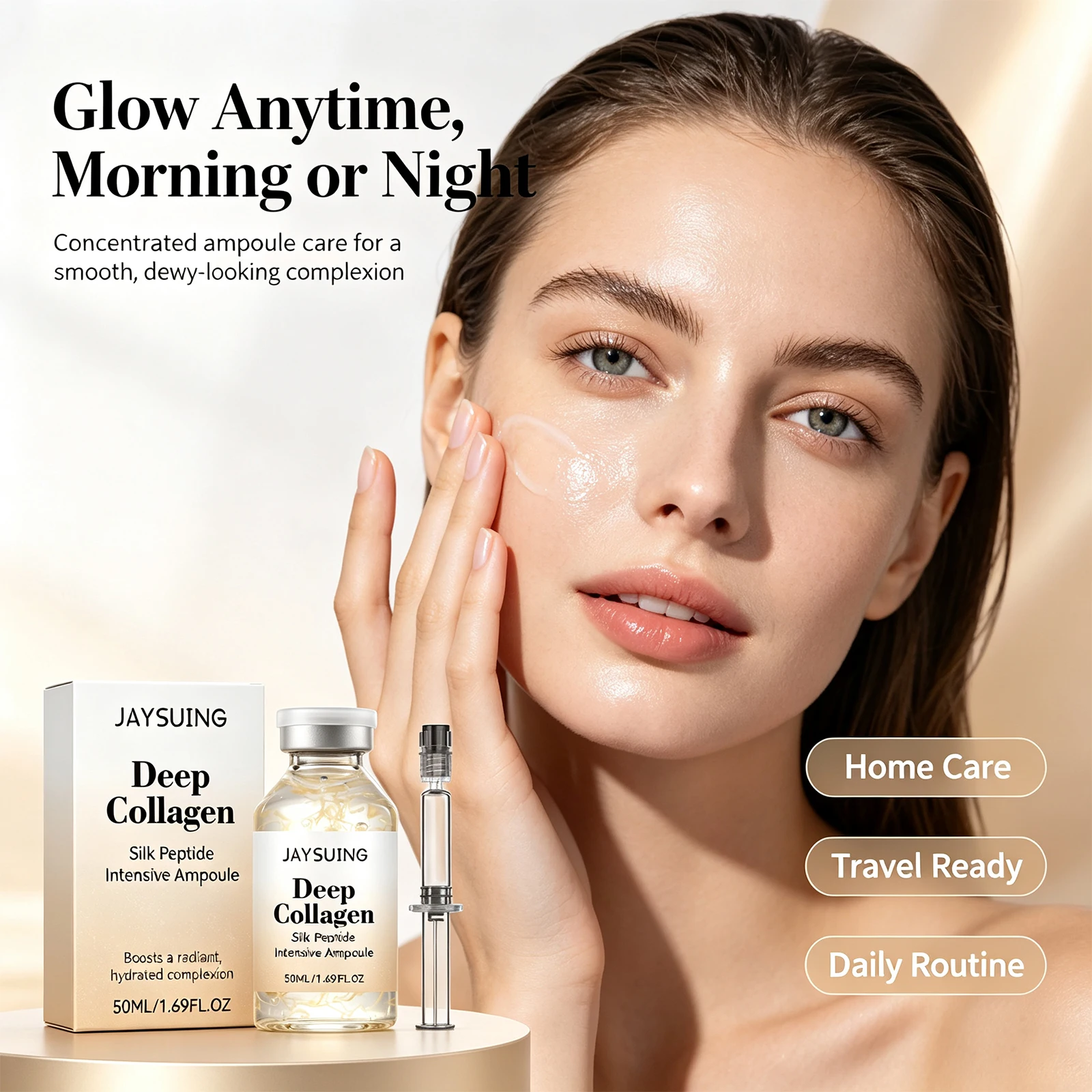 Silk Peptide Ampoule Deep Collagen Peptide Complex Serum Intensive Lifting Hydrating Skin Elasticity Reduce Fine Lines 50ml