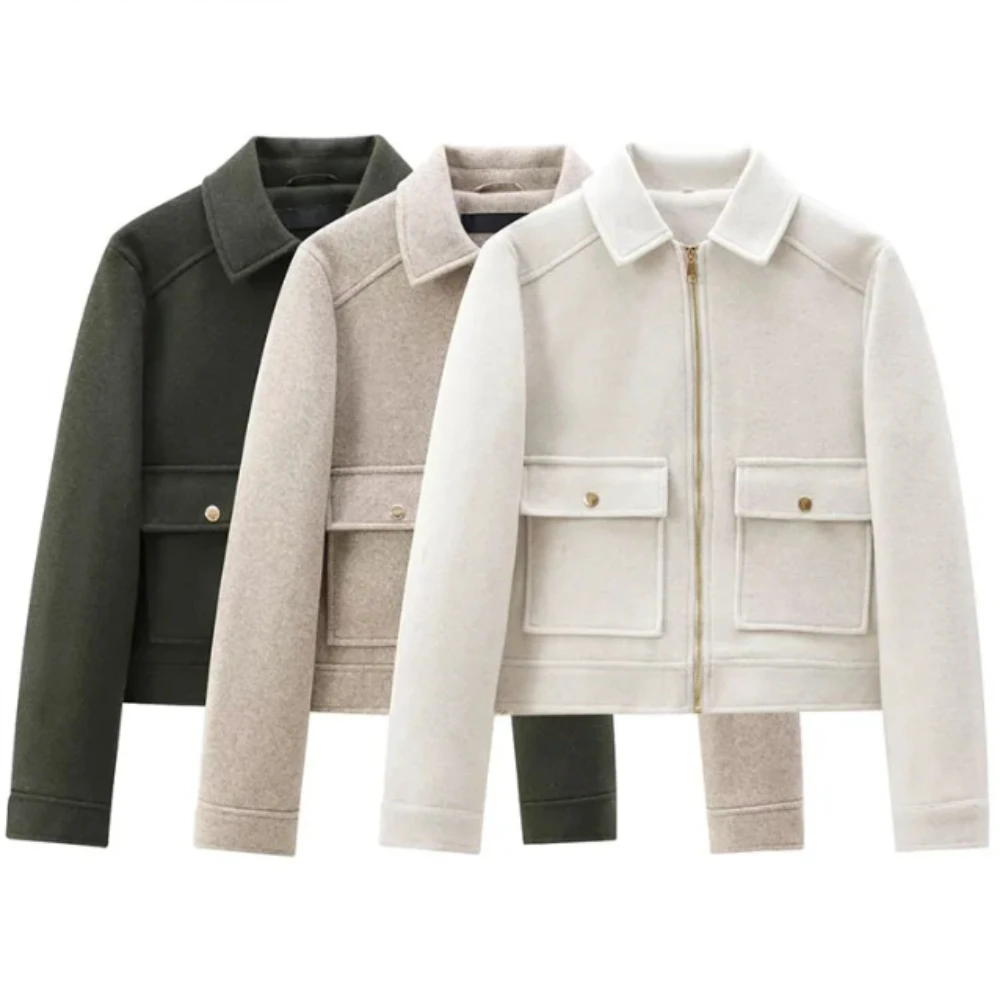 

Women's Zipper Jacket Coat New Winter Long Sleeve Pocket Outerwear Coat Short Street Elegant Women's Jacket
