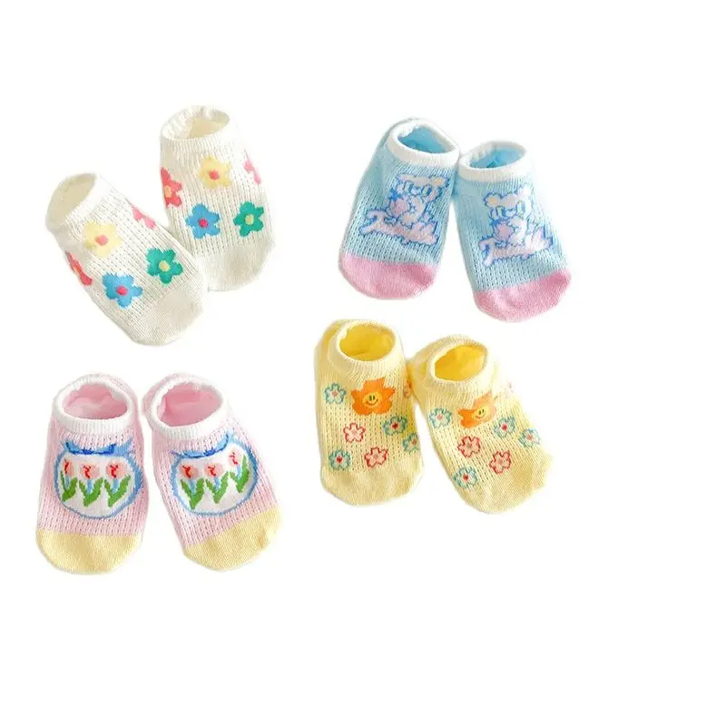 Spring and Summer Flower Invisible Socks Shallow Mouth Baby Socks Cotton Thin Slip Resistant Girls' Socks