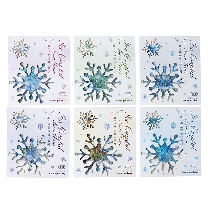 10 Pcs Ice and Snow World Stickers Pack Decorative Diary Album Scrapbooking Material Hand Made Junk Journal Handmade Supplies