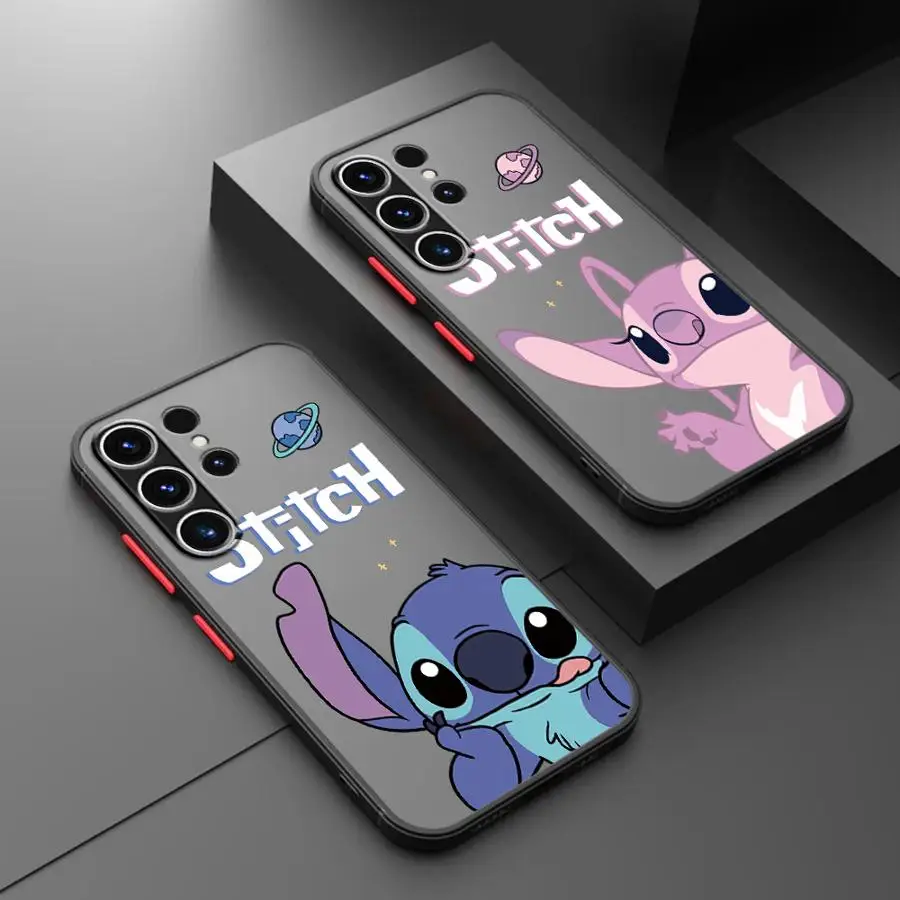 Stitch Angie Cartoon Phone Case for Samsung Galaxy A53 5G A16 A71 A12 A51 A23 A14 A52 A33 A72 A24 Frosted Funda Cover