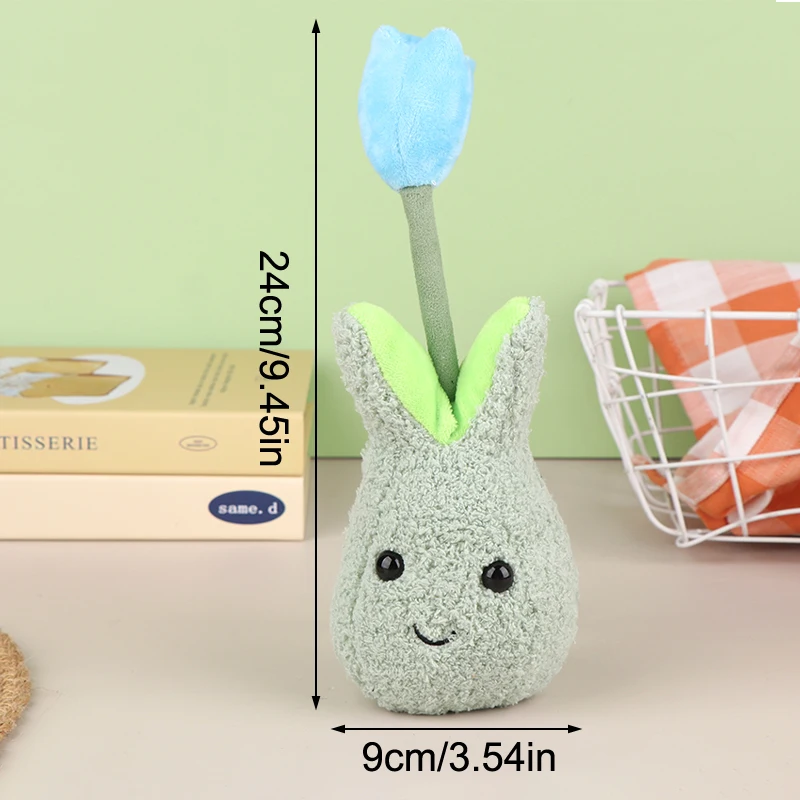 Plante verte tulipe en peluche pour la décoration de la maison, fleur en peluche, beurre créatif, dessin animé simulé, cadeaux de la fête des Léons