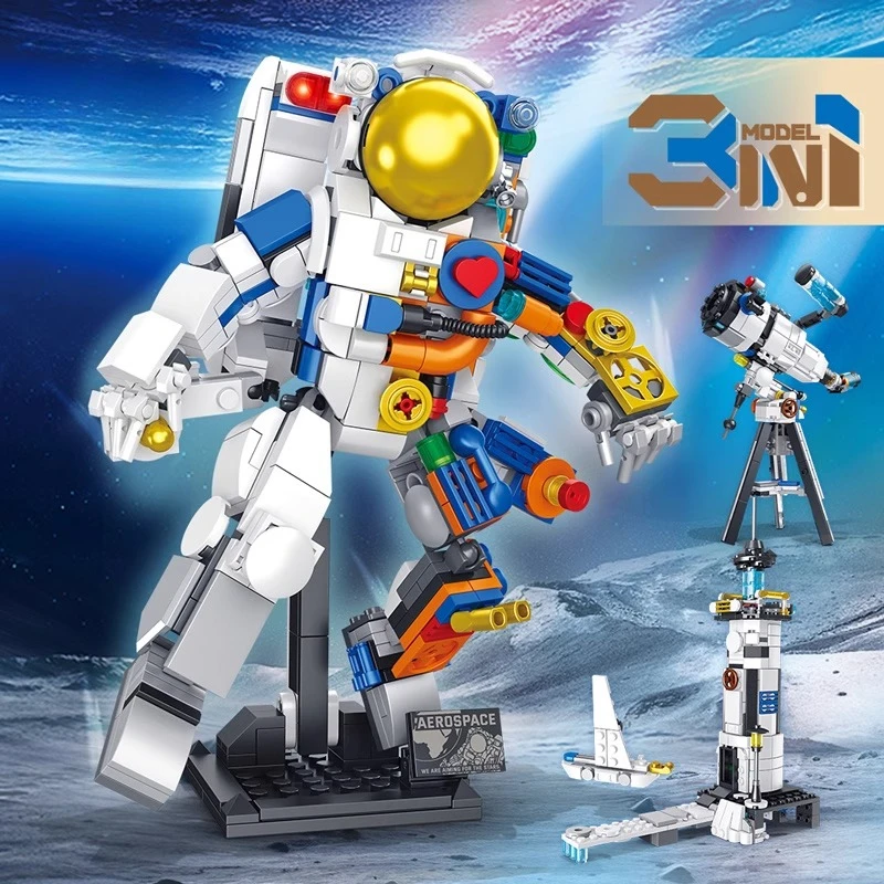 

SEMBO Astronaut Building Blocks Children's Trendy Play Assembled Telescope Lighthouse Toy Desktop Ornament Model Birthday Gift