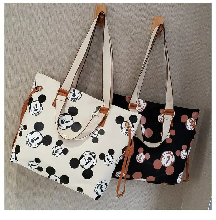 Disney borsa Canva di grande capacità estate Casual Tote donna borse a tracolla portatile Shopping Girl Cartoon Mickey Crossbody Bags