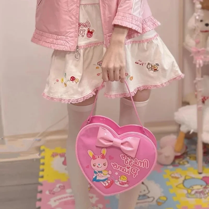 Bow MO Bunny Kawaii Pink Heart Tote Bag Print Replica Crossbody Backpacks Lolita Soft Girl Cosplay DDLG Outfit Accessory New