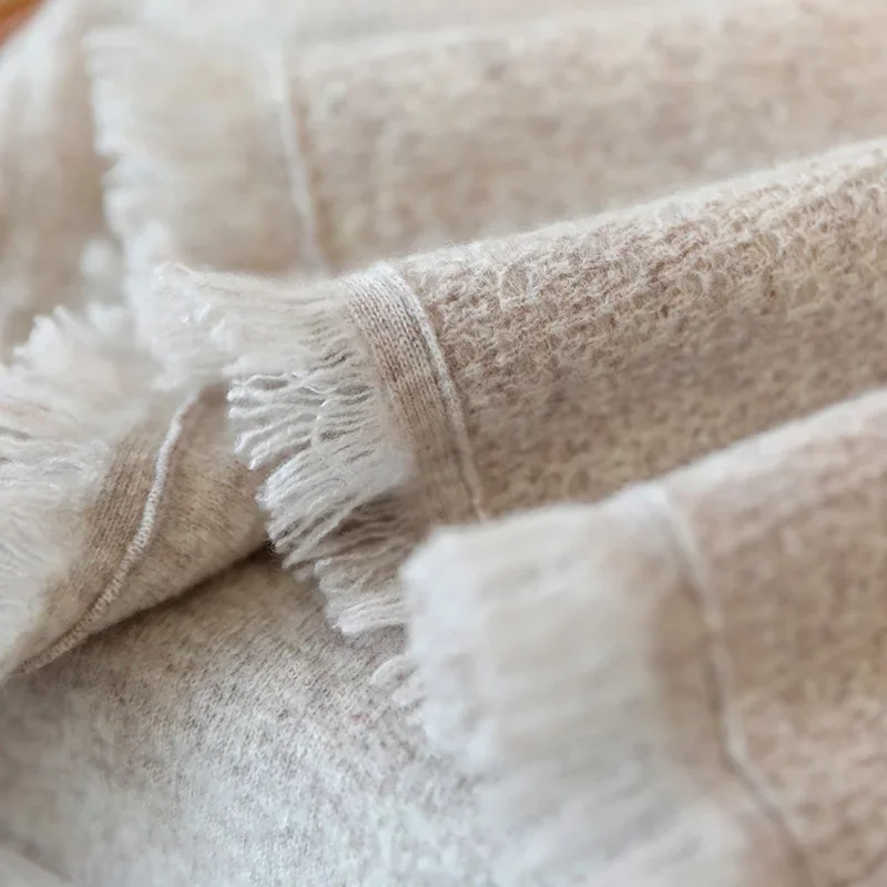 

Women’s Pure Wool Tassel Skirts Autumn Winter Office Lady Wool Elastic Waist Skirts 100% Merino Wool Knitwear Soft A-Line Skirt