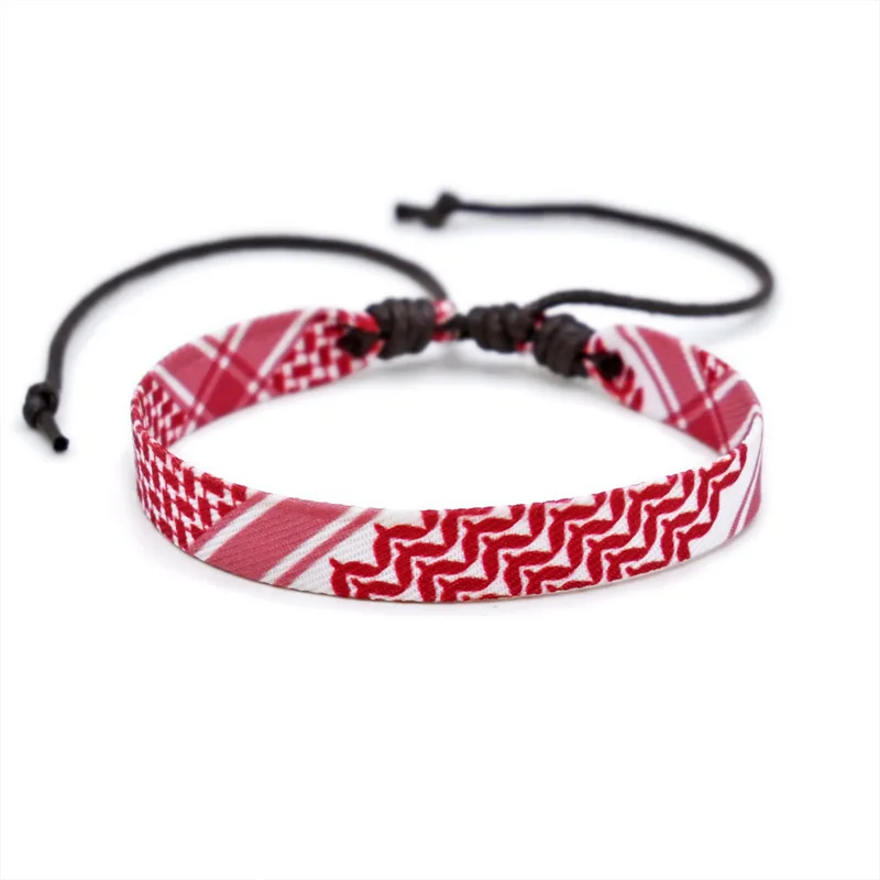 Meetvii Arabic Scarf Style Woven Bracelet for Women Men Handmade Ethnic Wave Dot Colored Ribbon Bracelets Jewelry