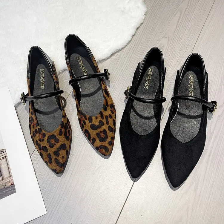 أحذية نسائية ليوبارد طباعة المرأة ماري جين أحذية 2025New مصمم نمط الفم الضحلة موضة مشبك حزام أحذية نسائية مسطحة #5