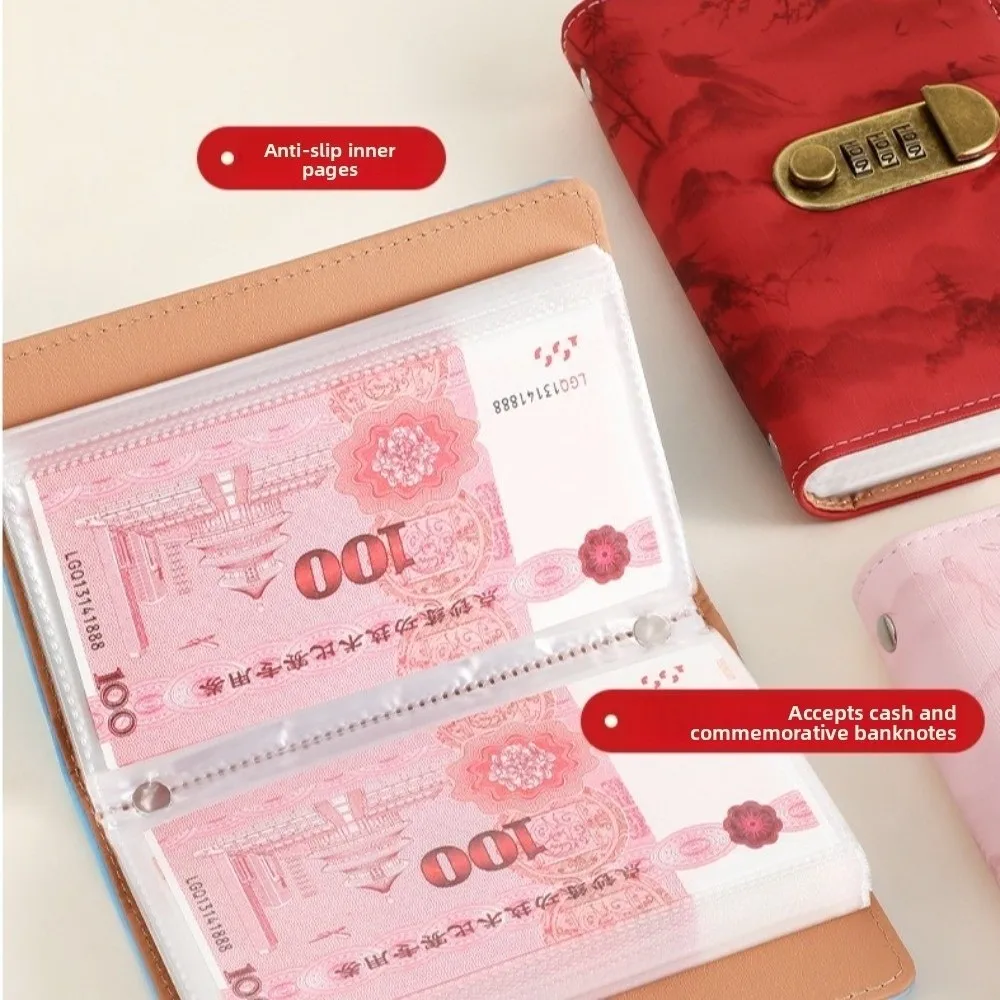 كتاب إيداع ثابت مقاوم للماء، منظم فواتير الميزانية متعدد الجيوب، يوفر المال مع قفل بكلمة مرور #5