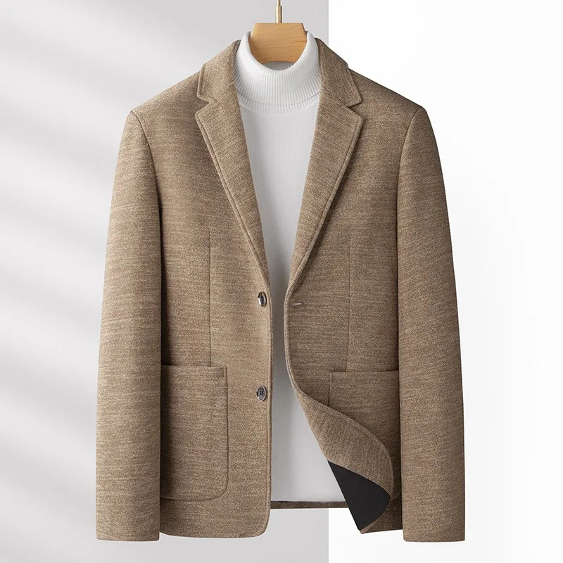 

Man Outerwear Autumn Solid Color Turn Down Collar Male Suit Coat Non-ironing Long Sleeve Pocket Comfortable Versatile Men Blazer