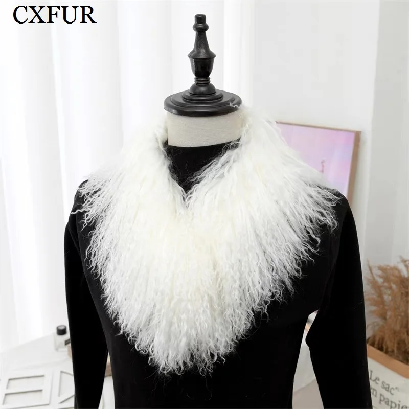 

CX-S-88B Hand Made Winter Outfit Accessory Real Mongolian Lamb Fur Collar Scarf