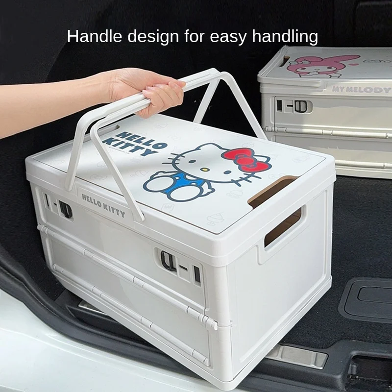 

Kawaii Hello Kitty Car Trunk Storage Box Sanrio Anime My Melody Kuromi Outdoor Camping Folding Girl Heart Cute Cartoon Girl Gift