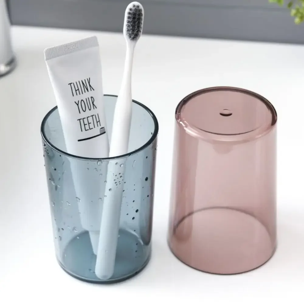 Couples Solid Color Transparent Mouthwash Cup High-capacity Nordic Style Toothbrush Cup Clear Tooth Glass Bathroom