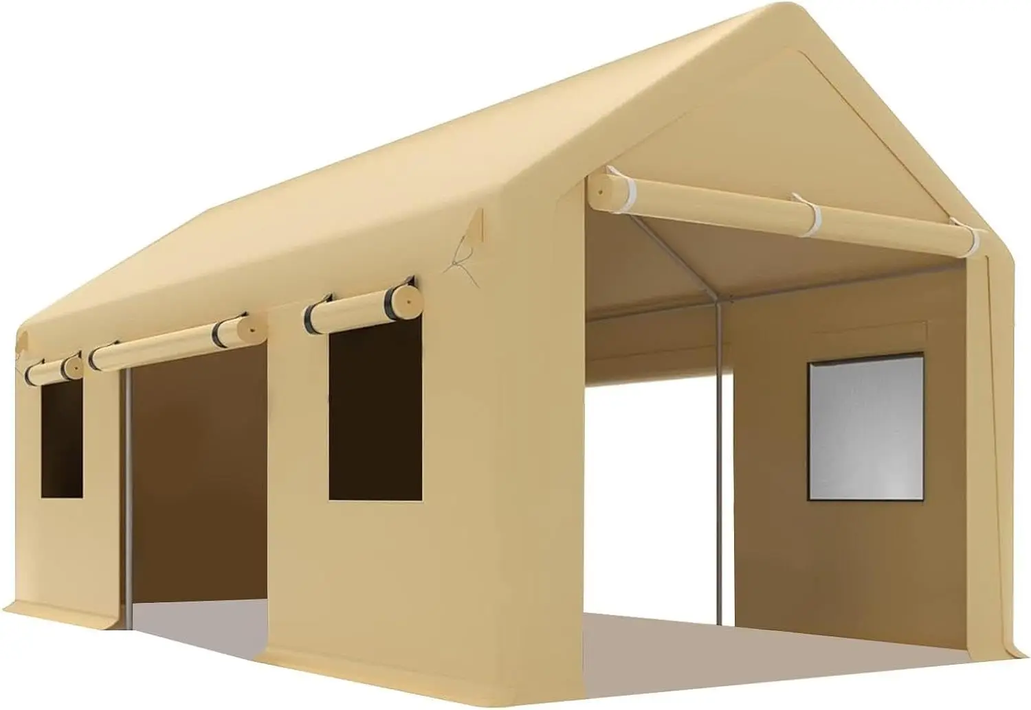 Heavy Duty Carport 10x20ft Portable Garage Roll-Up Windows Removable Sidewalls & Doors All-Season Tarp for Vehicle, Customized