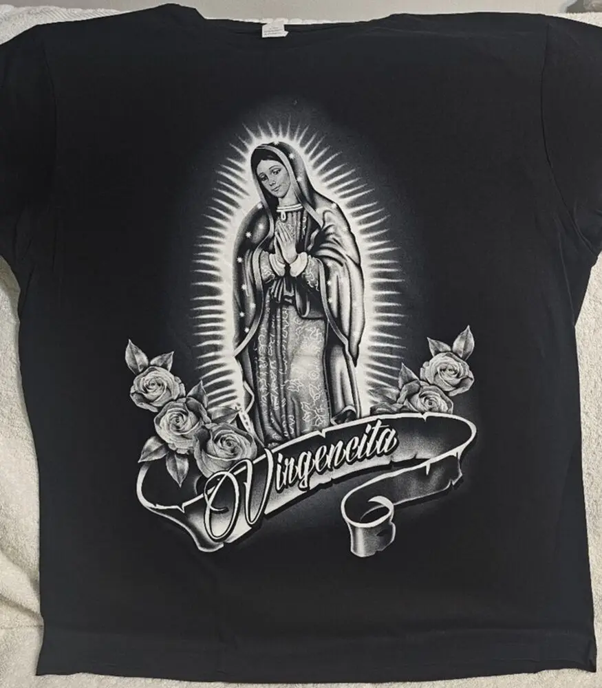 GUADALUPE VIRGIN MARY PRAY FLOWER ROSE VIRGENCITA RELIGIOUS T-SHIRT