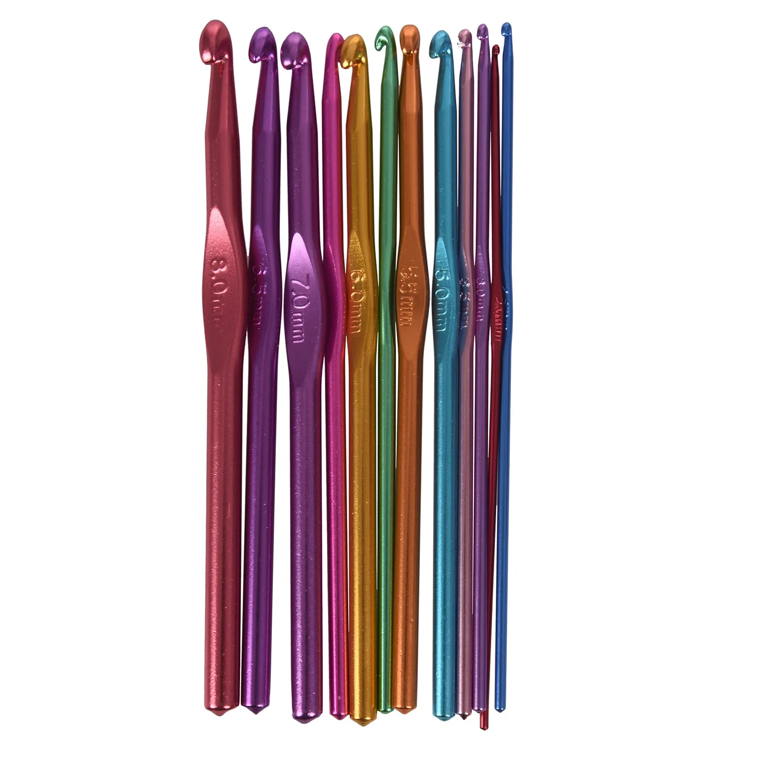 A74U 12x Metal Needles Crochet Hooks Set With Case Yarn Craft Kit Multicolor random