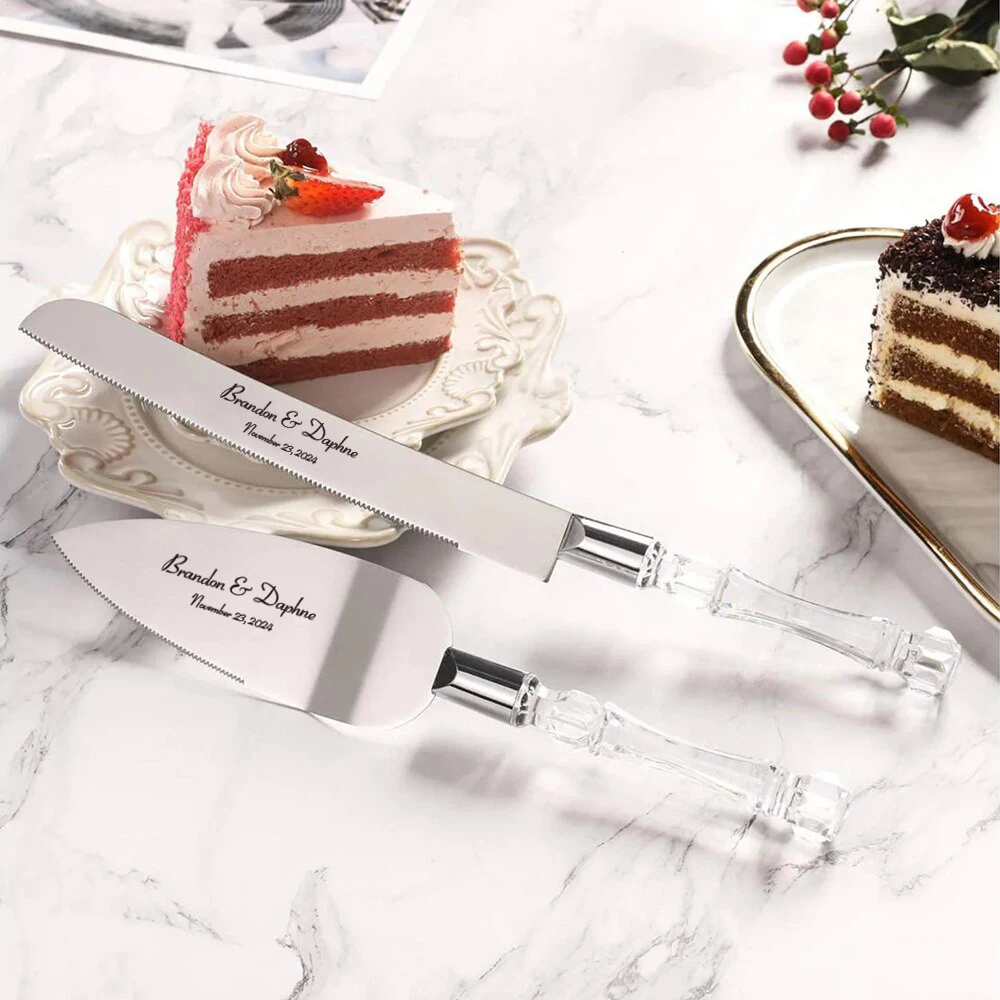 2PCS Personalized Wedding Cake Knife Stainless Steel Customizable Cake Shovel Set Birthday Gift Party Knife For Wedding Cake