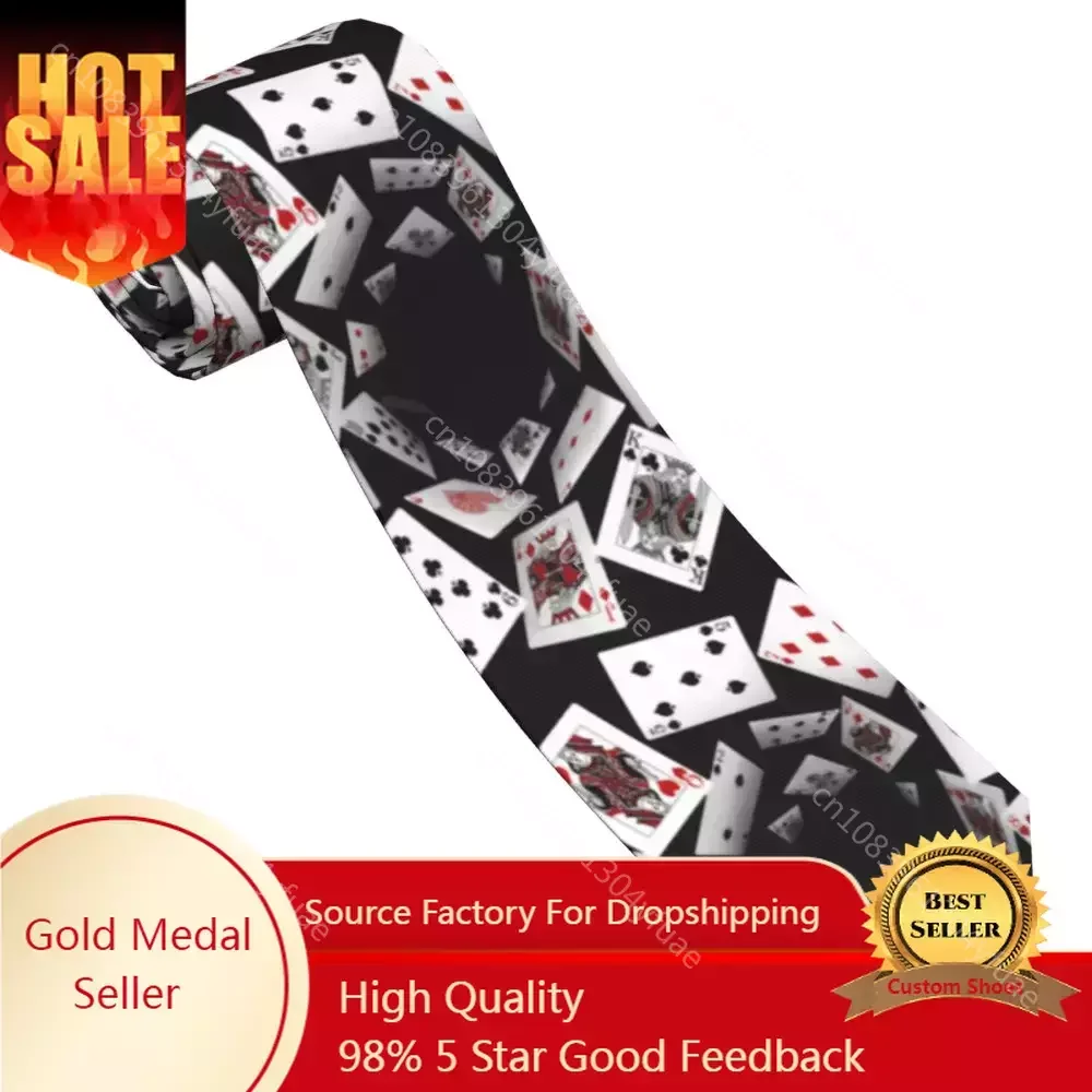 

Falling Cards Playing Card Neckties Men Slim Polyester 8 cm Narrow Poker Neck Tie Mens Shirt Accessories Wedding Party