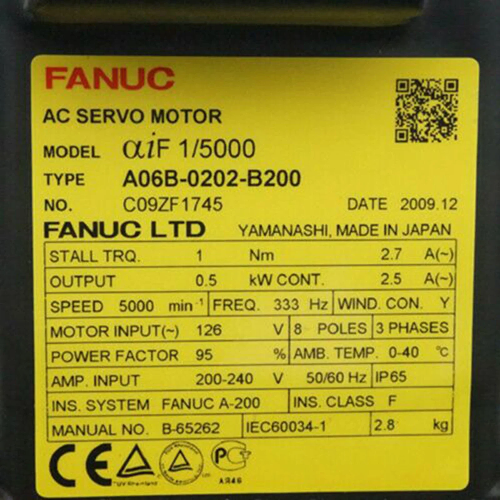 

New A06B-0202-B200 Fanuc Motor warranty 12 months